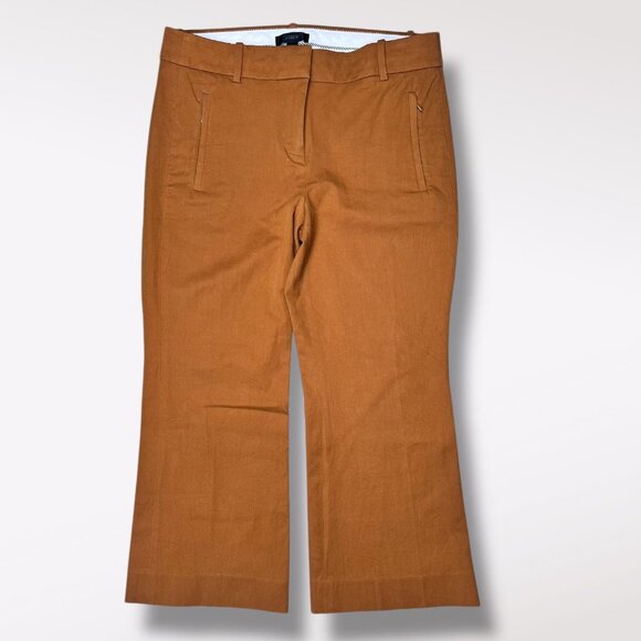 J.Crew Petites Cropped Pants Caramel Brown Cotton Viscose Stretch Size 6 - Picture 1 of 10